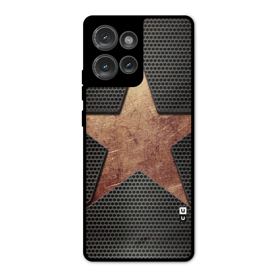 Rugged Gold Star Metal Back Case for Motorola Edge 50