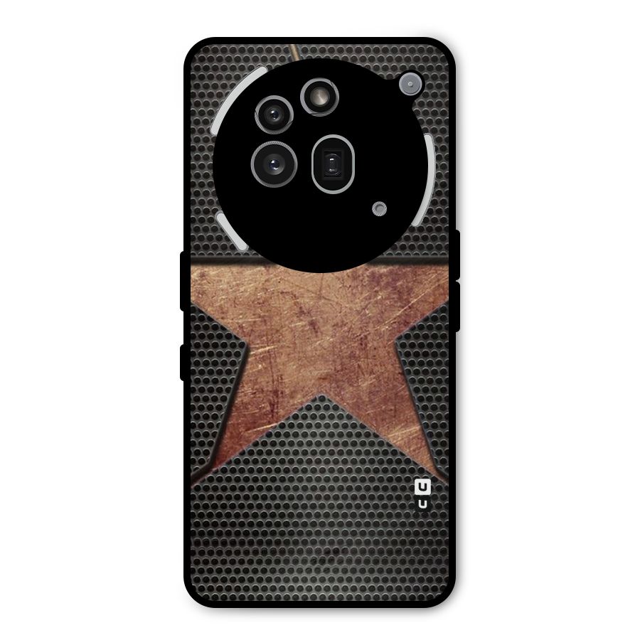 Rugged Gold Star Metal Back Case for Nothing Phone 3a Pro