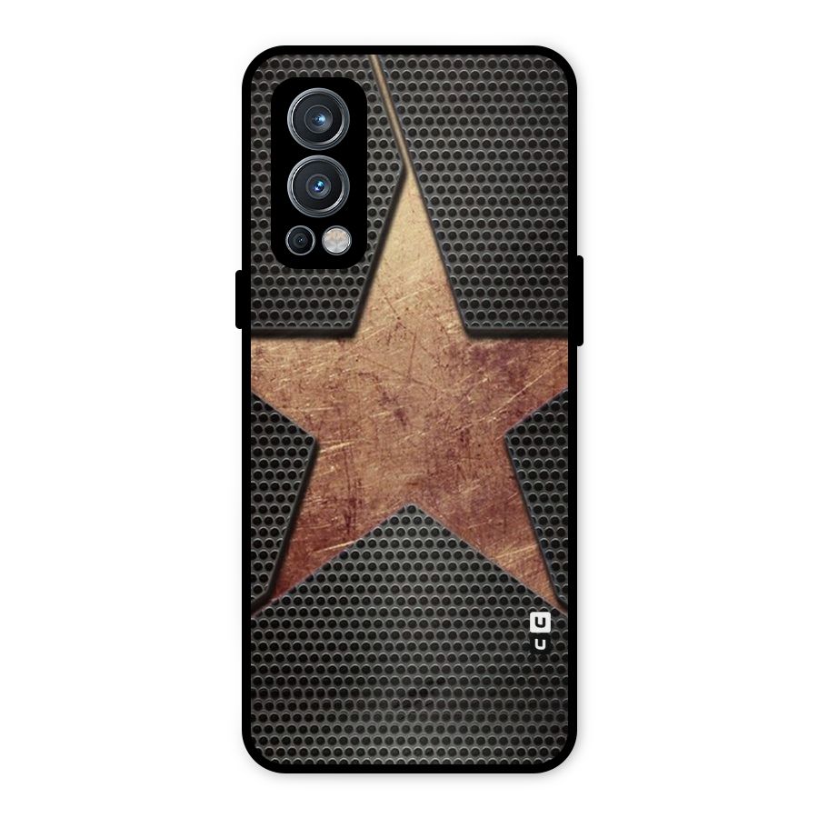 Rugged Gold Star Metal Back Case for OnePlus Nord 2 5G
