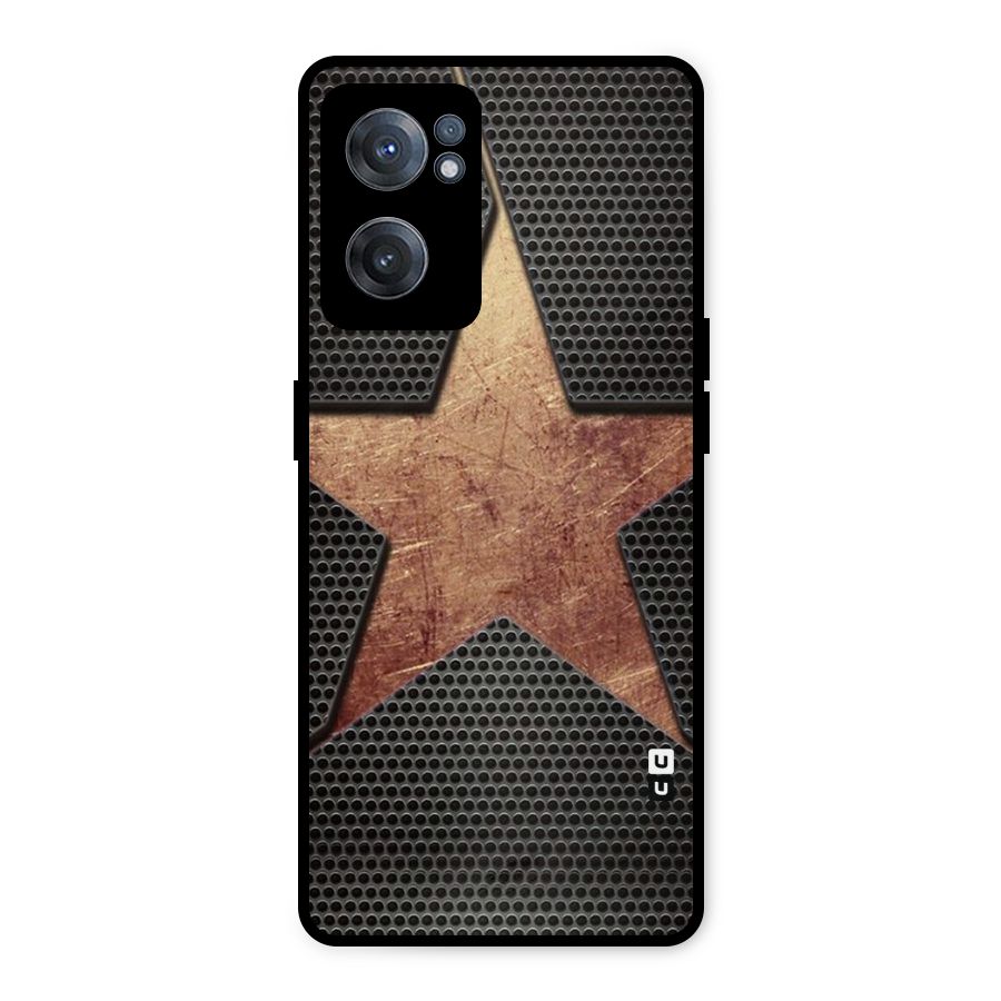 Rugged Gold Star Metal Back Case for OnePlus Nord CE 2 5G