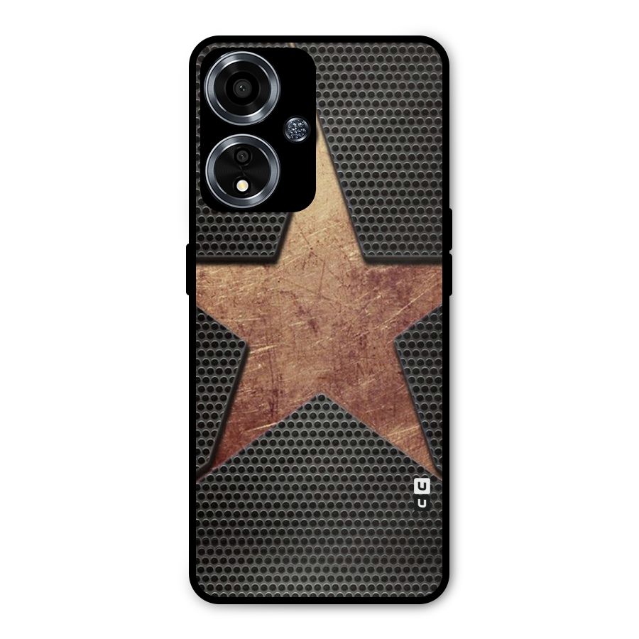 Rugged Gold Star Metal Back Case for Oppo A59