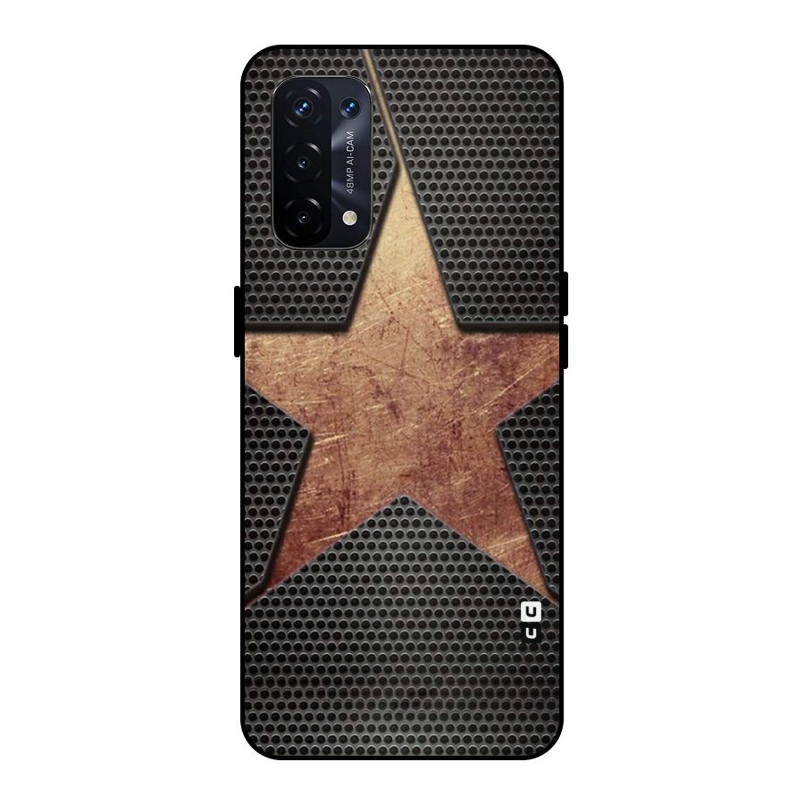 Rugged Gold Star Metal Back Case for Oppo A74 5G