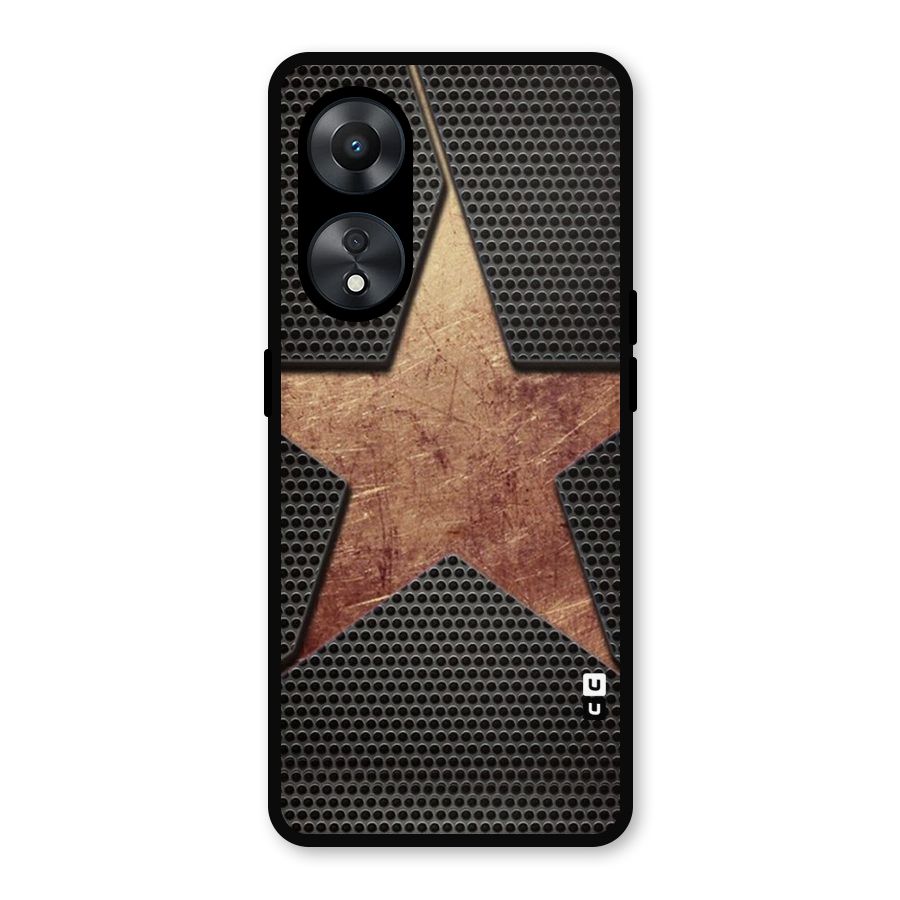 Rugged Gold Star Metal Back Case for Oppo A78