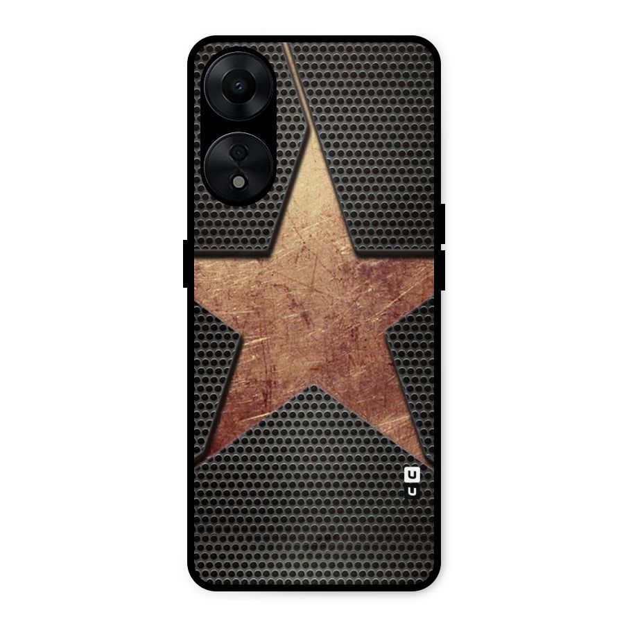Rugged Gold Star Metal Back Case for Oppo A78 5G