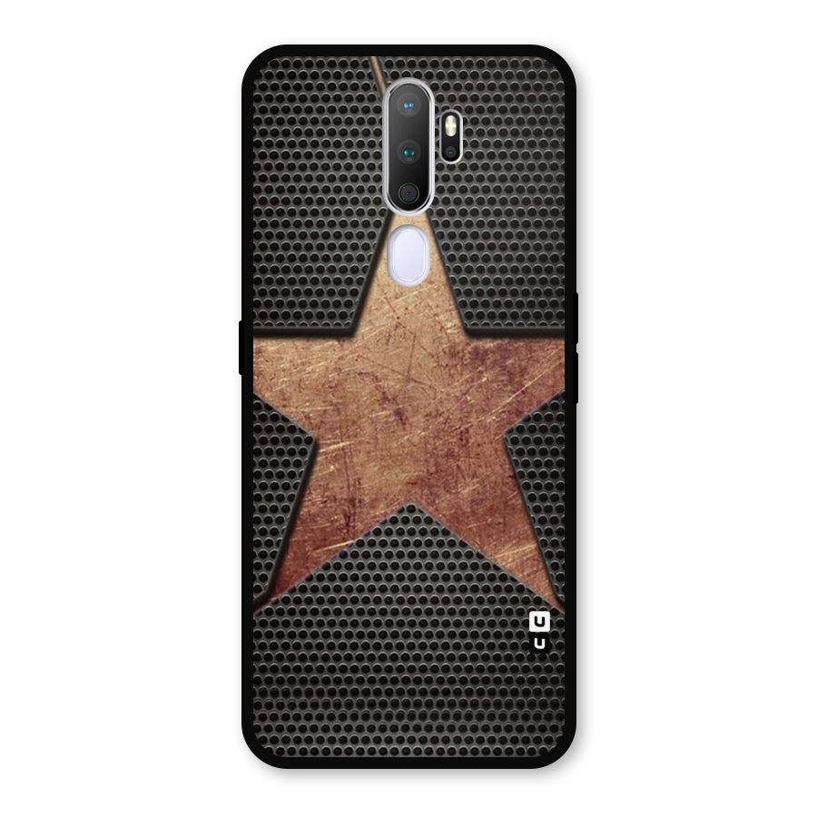 Rugged Gold Star Metal Back Case for Oppo A9 (2020)