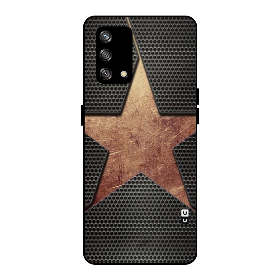 Rugged Gold Star Metal Back Case for Oppo F19