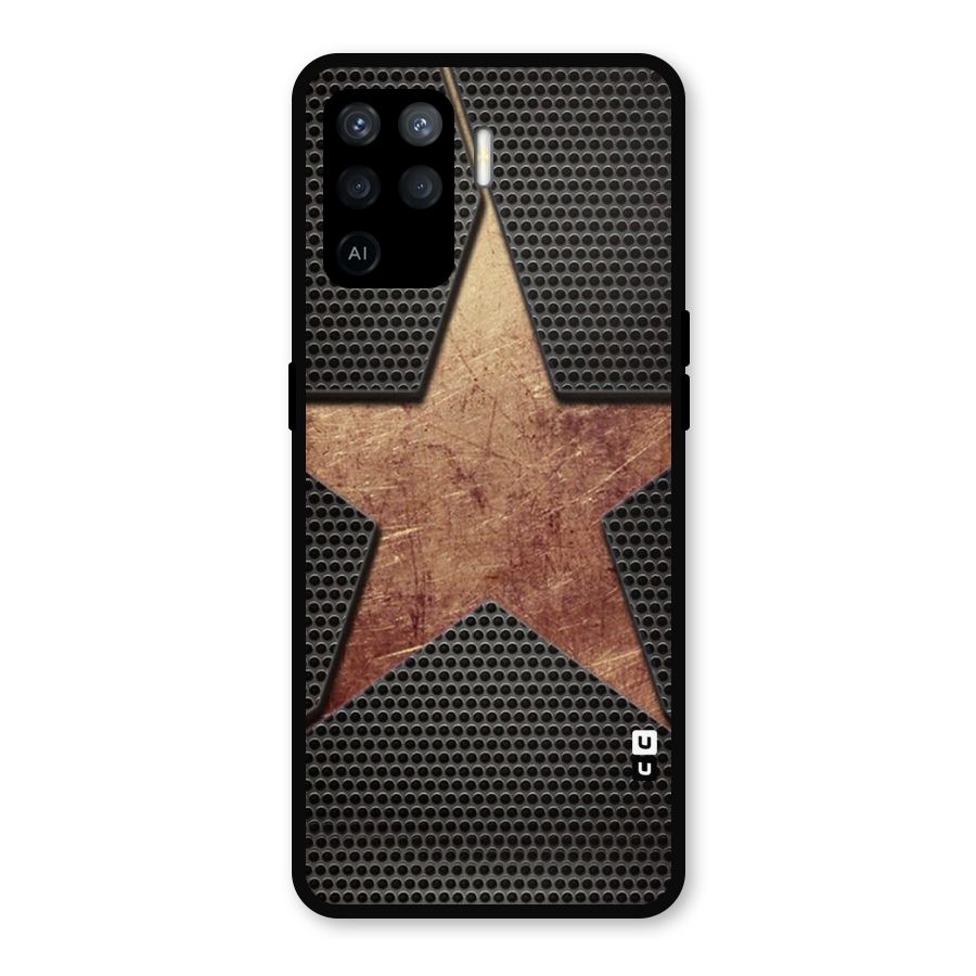 Rugged Gold Star Metal Back Case for Oppo F19 Pro
