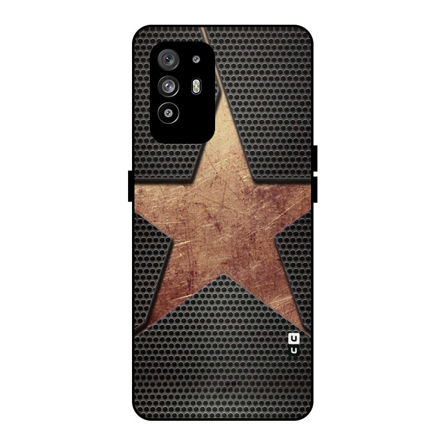 Rugged Gold Star Metal Back Case for Oppo F19 Pro Plus 5G