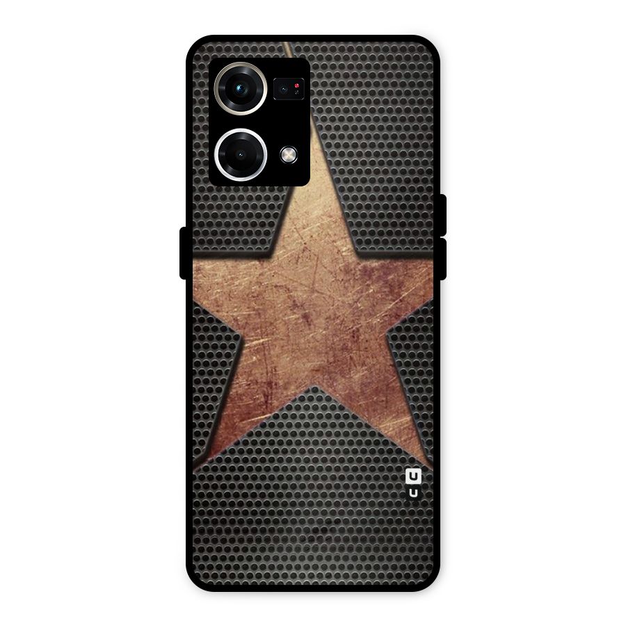 Rugged Gold Star Metal Back Case for Oppo F21s Pro 4G