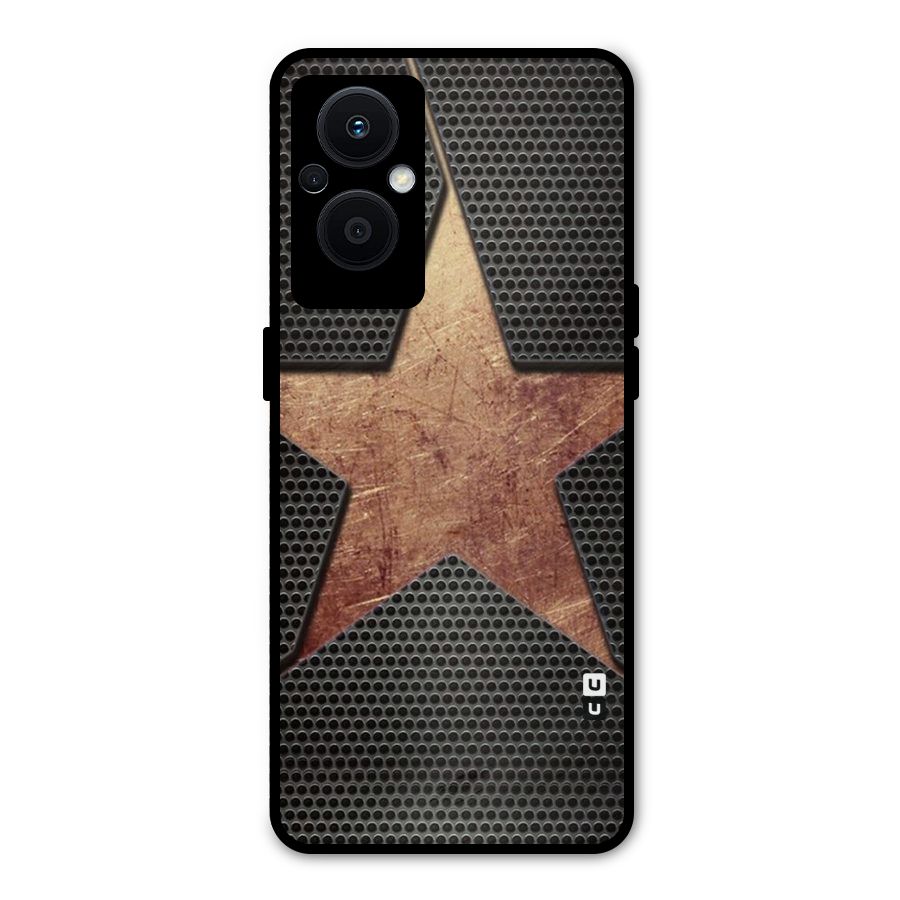 Rugged Gold Star Metal Back Case for Oppo F21s Pro 5G