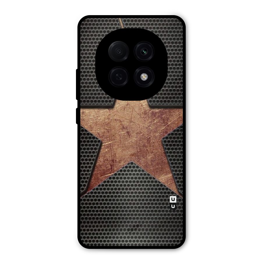 Rugged Gold Star Metal Back Case for Oppo F29 Pro