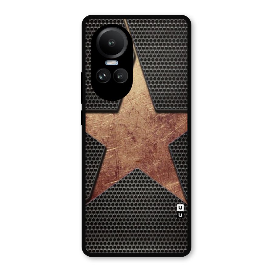Rugged Gold Star Metal Back Case for Oppo Reno10 Pro