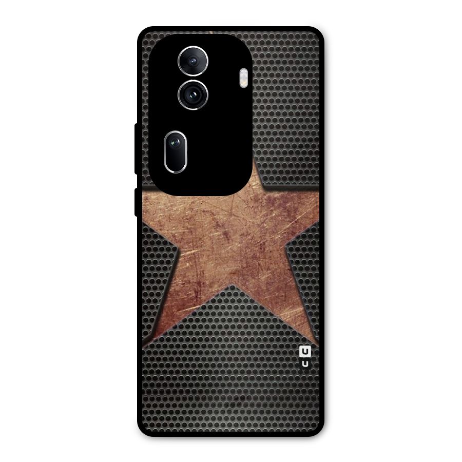 Rugged Gold Star Metal Back Case for Oppo Reno11 Pro 5G