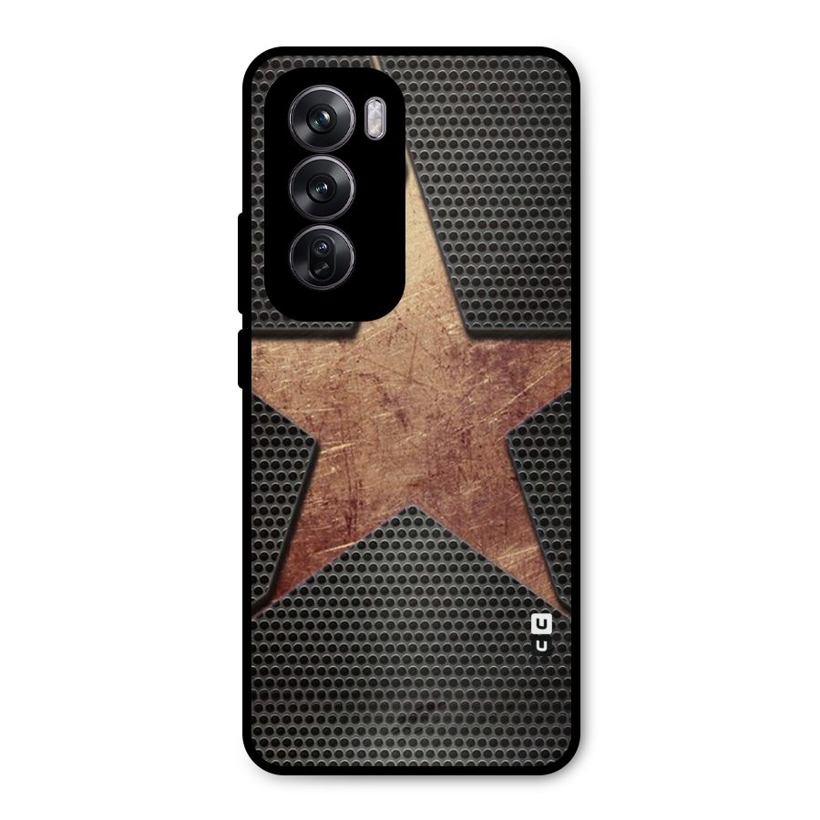Rugged Gold Star Metal Back Case for Oppo Reno12 Pro
