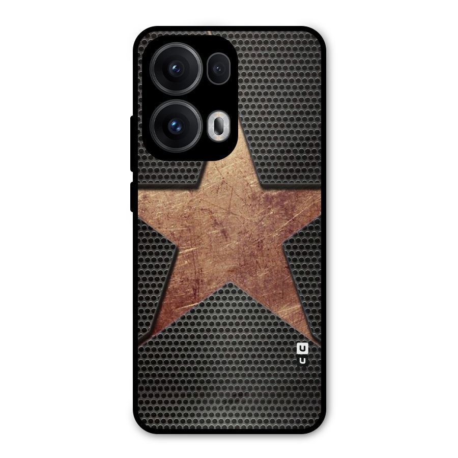 Rugged Gold Star Metal Back Case for Oppo Reno13 Pro