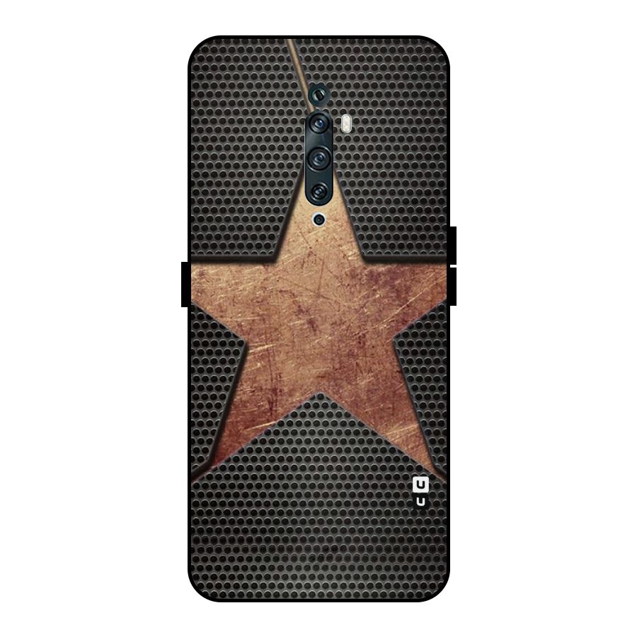 Rugged Gold Star Metal Back Case for Oppo Reno2 F