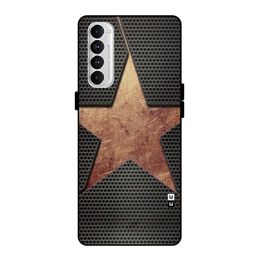 Rugged Gold Star Metal Back Case for Oppo Reno4 Pro