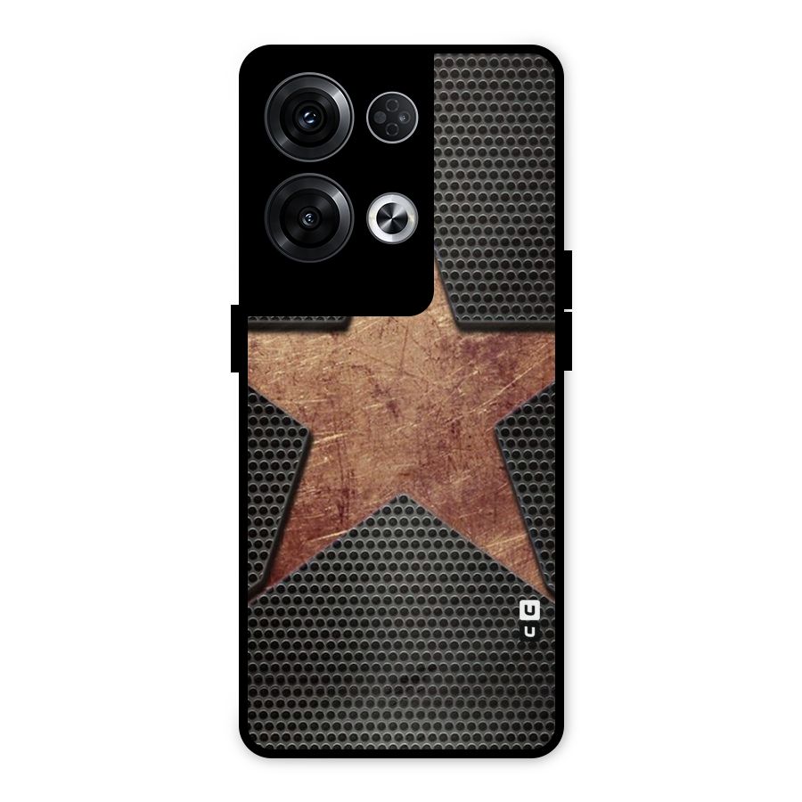 Rugged Gold Star Metal Back Case for Oppo Reno8 Pro 5G