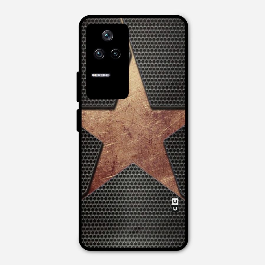 Rugged Gold Star Metal Back Case for Poco F4 5G