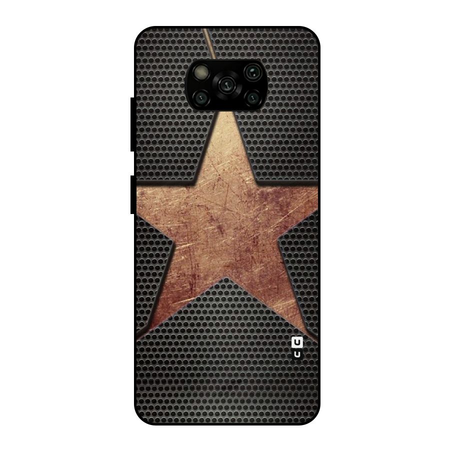 Rugged Gold Star Metal Back Case for Poco X3