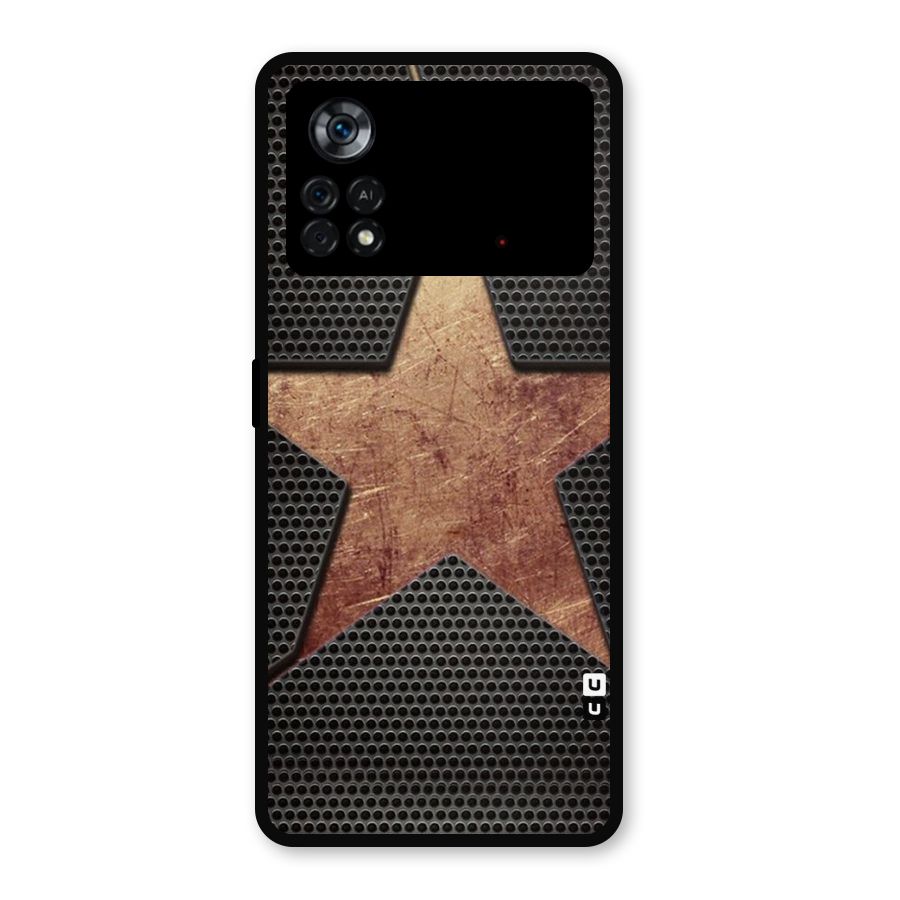 Rugged Gold Star Metal Back Case for Poco X4 Pro 5G
