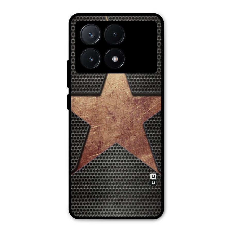 Rugged Gold Star Metal Back Case for Poco X6 Pro