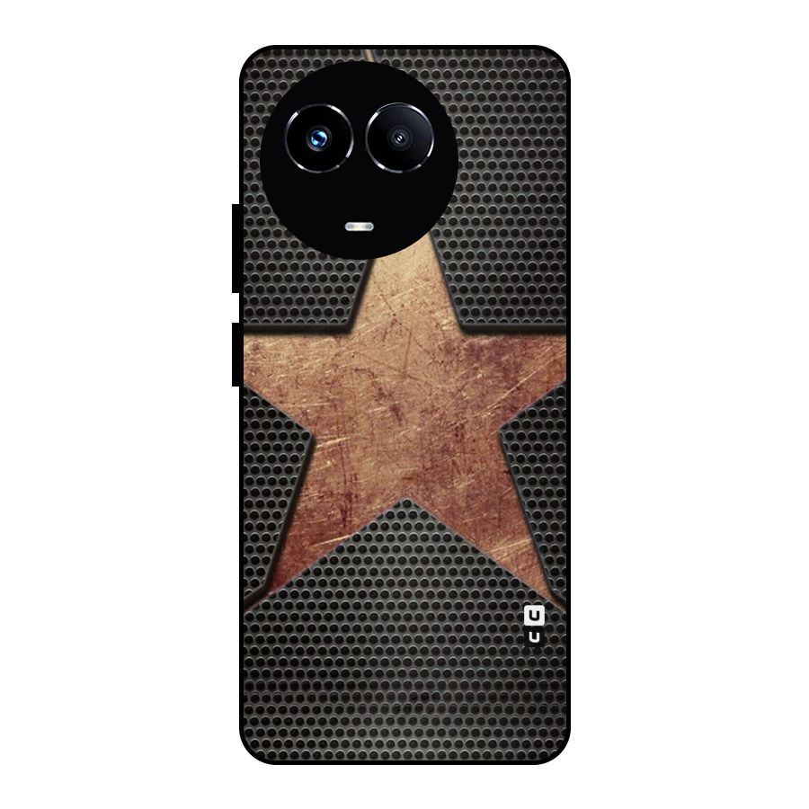Rugged Gold Star Metal Back Case for Realme 11X