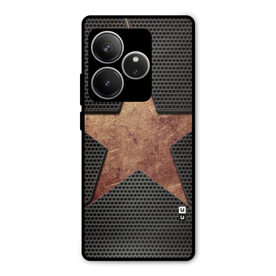 Rugged Gold Star Metal Back Case for Realme GT 6