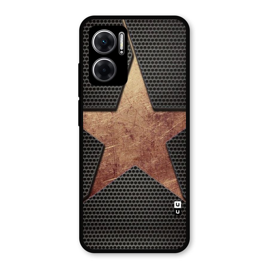 Rugged Gold Star Metal Back Case for Redmi 11 Prime 5G