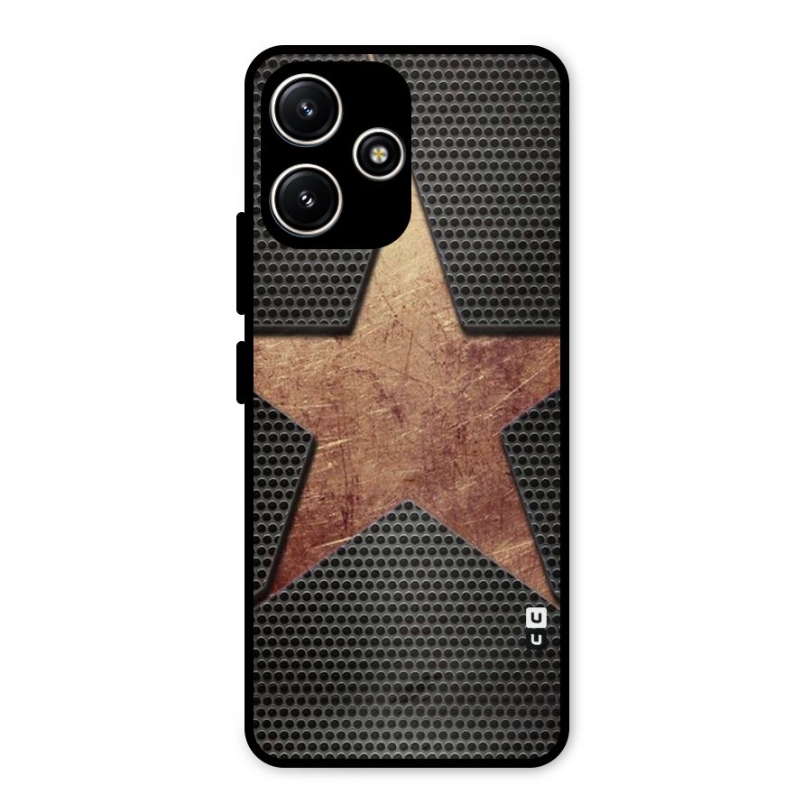 Rugged Gold Star Metal Back Case for Redmi 12 5G