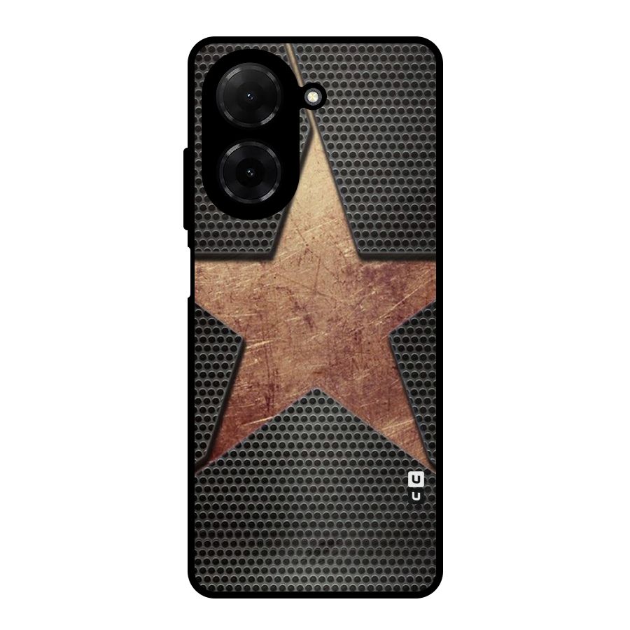 Rugged Gold Star Metal Back Case for Redmi A5 4G