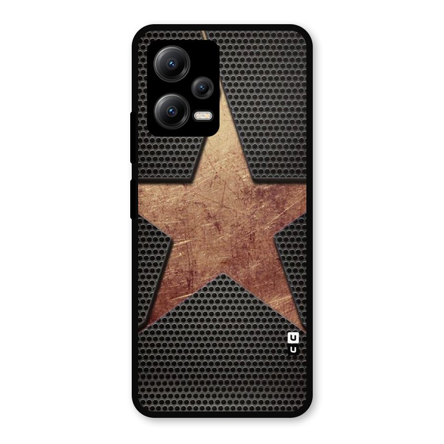 Rugged Gold Star Metal Back Case for Redmi Note 12 5G