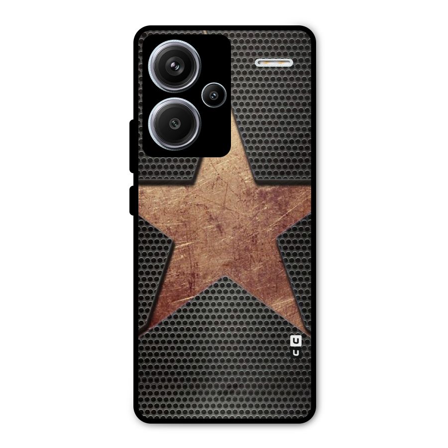 Rugged Gold Star Metal Back Case for Redmi Note 13 Pro Plus