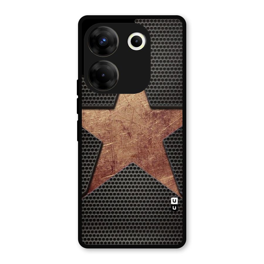 Rugged Gold Star Metal Back Case for Tecno Camon 20