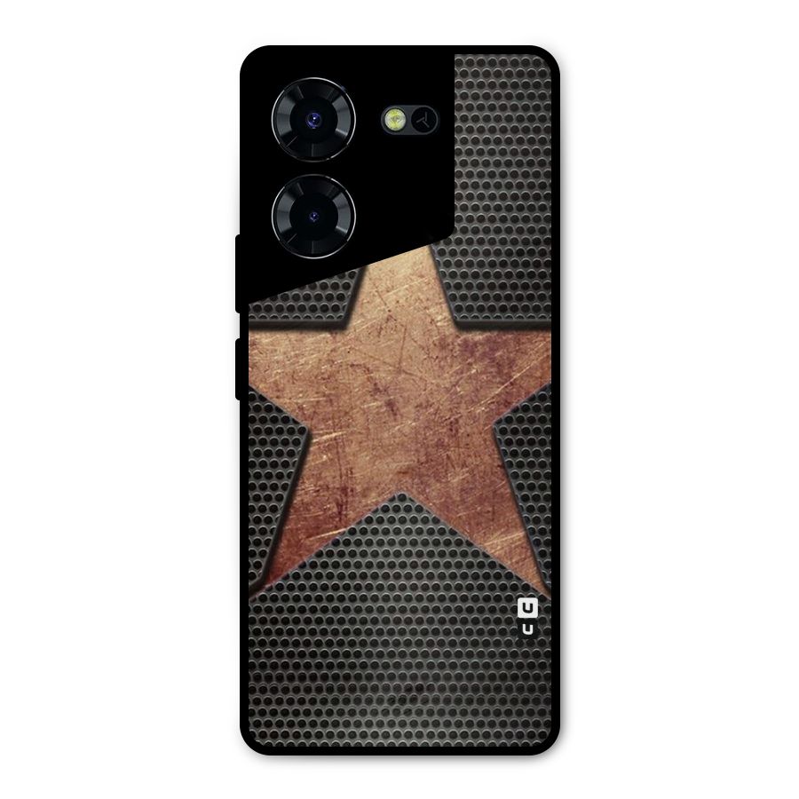 Rugged Gold Star Metal Back Case for Tecno Pova 5 Pro 5G