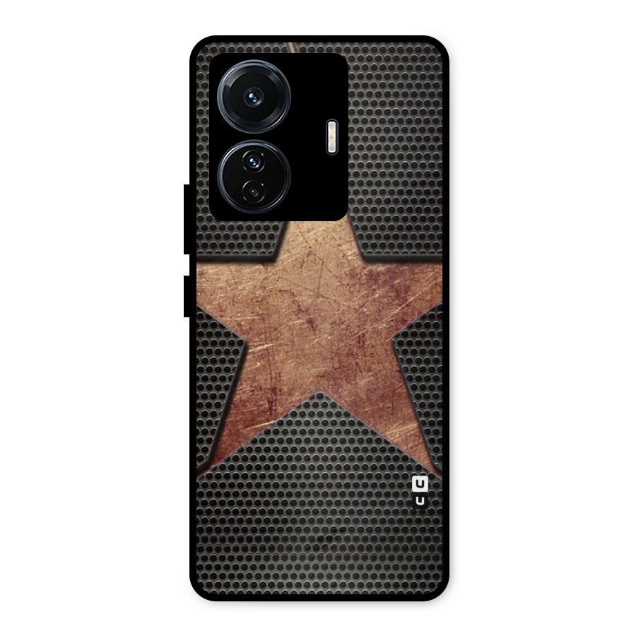 Rugged Gold Star Metal Back Case for Vivo T1 Pro