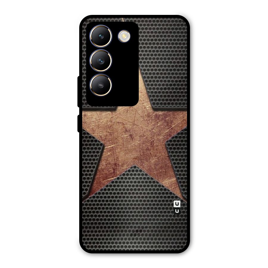 Rugged Gold Star Metal Back Case for Vivo T3 5G