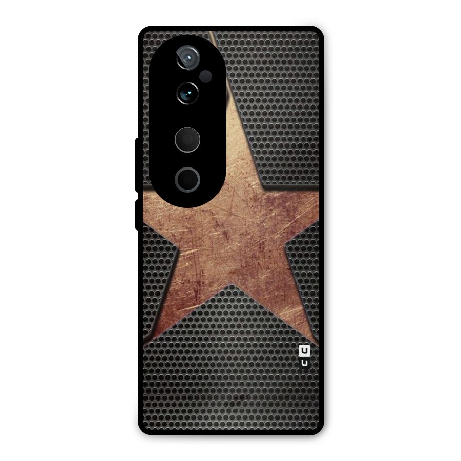 Rugged Gold Star Metal Back Case for Vivo T3 Ultra