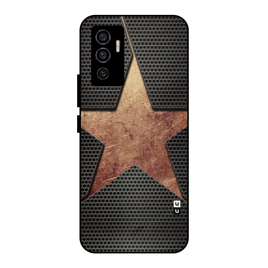 Rugged Gold Star Metal Back Case for Vivo V23e