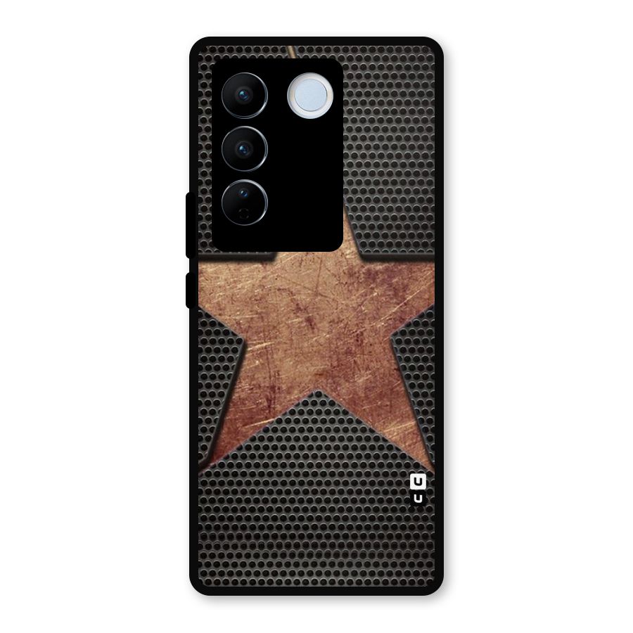 Rugged Gold Star Metal Back Case for Vivo V27