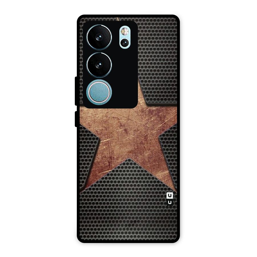 Rugged Gold Star Metal Back Case for Vivo V29