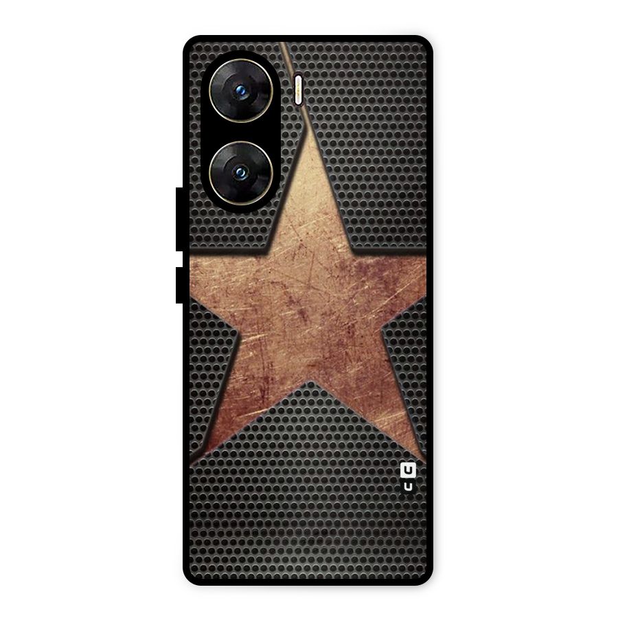 Rugged Gold Star Metal Back Case for Vivo V29e