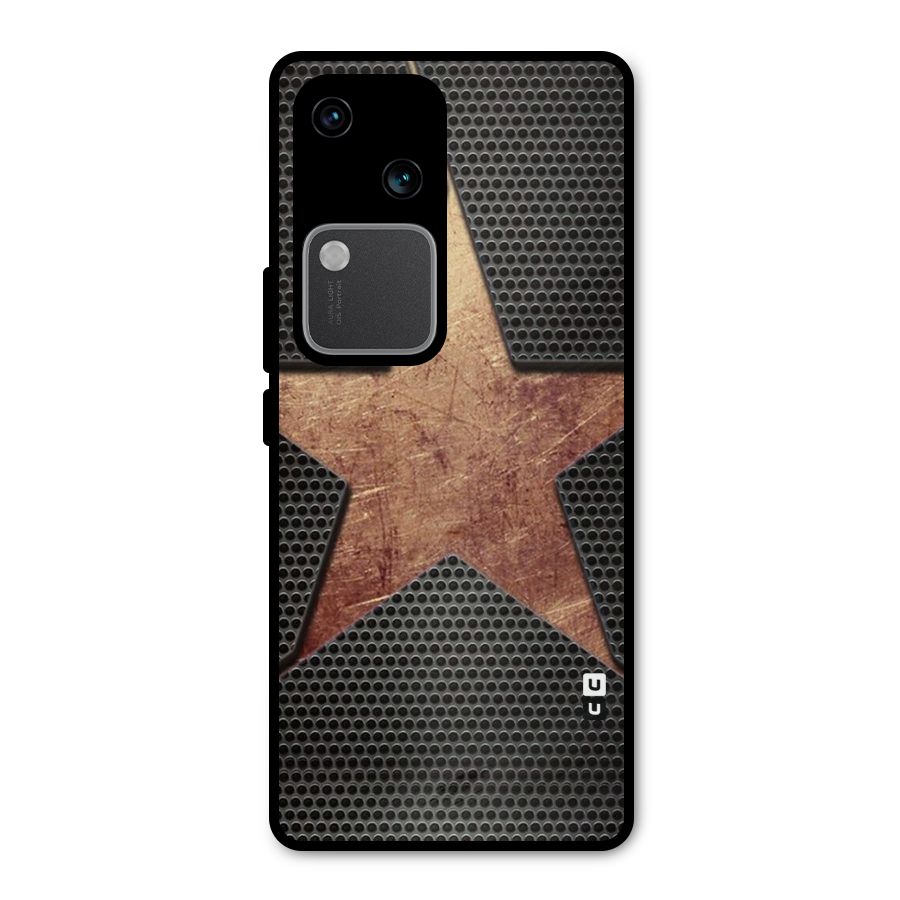 Rugged Gold Star Metal Back Case for Vivo V30