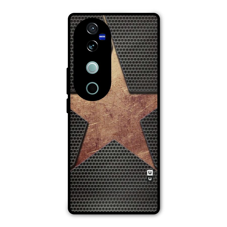 Rugged Gold Star Metal Back Case for Vivo V40
