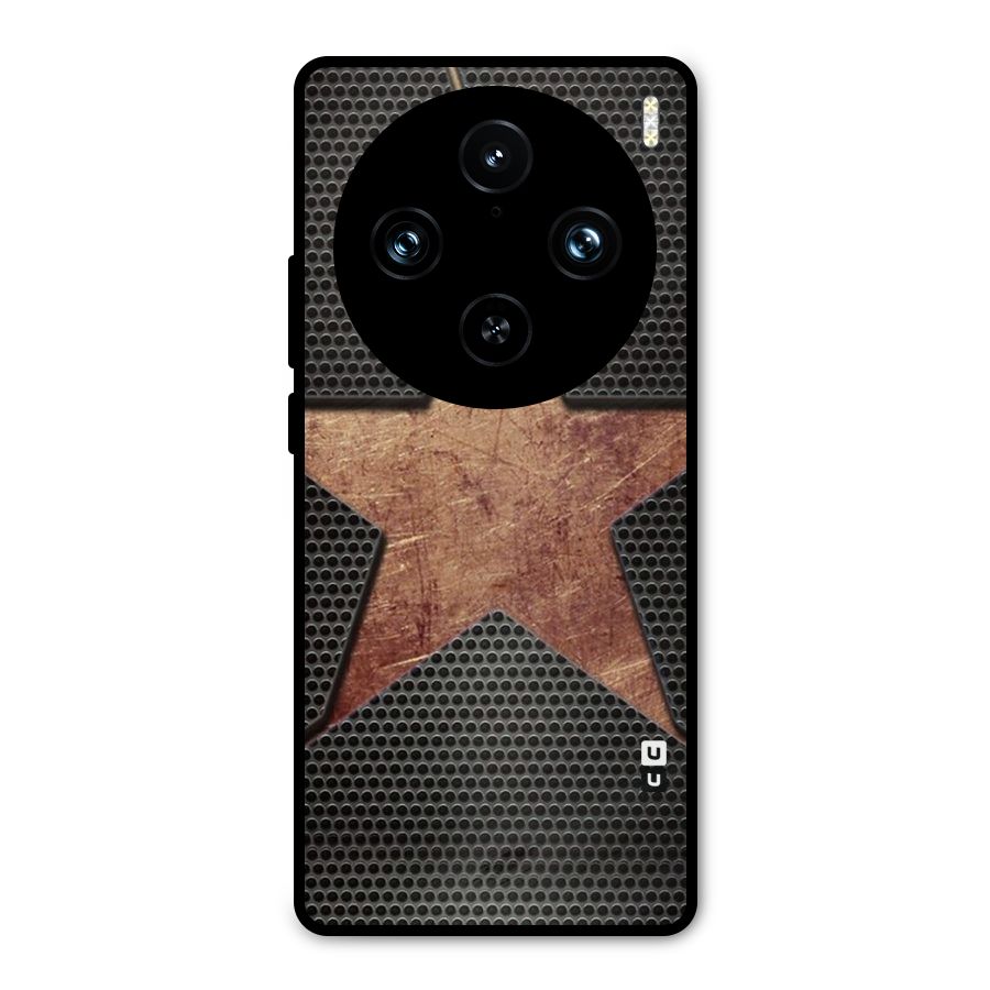 Rugged Gold Star Metal Back Case for Vivo X100 Pro