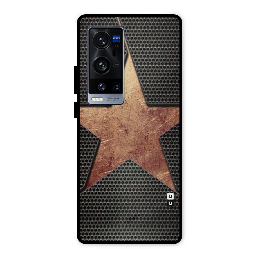 Rugged Gold Star Metal Back Case for Vivo X60 Pro Plus