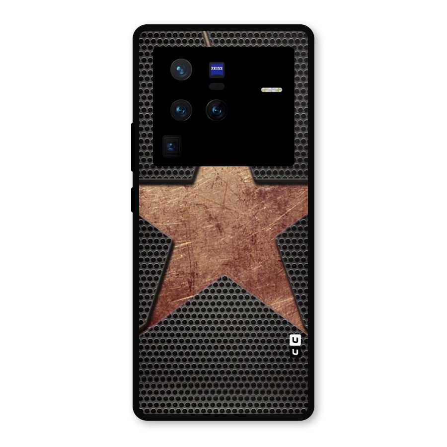Rugged Gold Star Metal Back Case for Vivo X80 Pro
