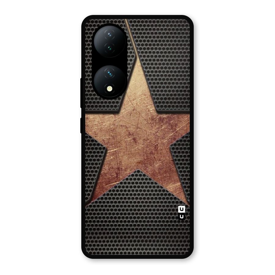 Rugged Gold Star Metal Back Case for Vivo Y100