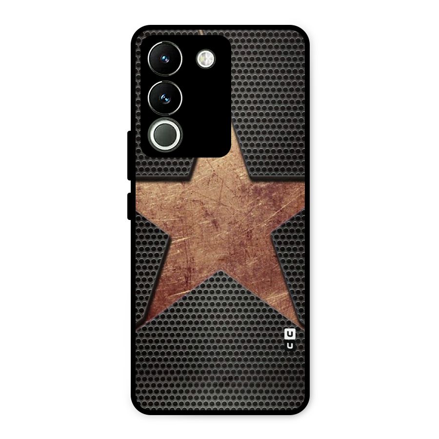 Rugged Gold Star Metal Back Case for Vivo Y200