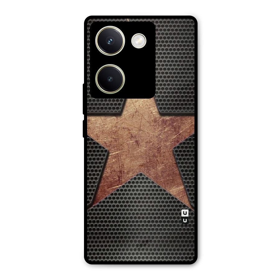 Rugged Gold Star Metal Back Case for Vivo Y200 Pro